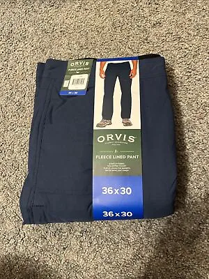 Men's Orvis Navy 36X30  Lined Pant Stretch Fabric Water Repellent NWT • $20