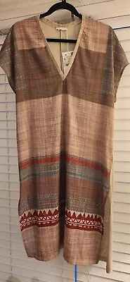 NWT ZARA Long Linen Blend Tunic Dress Size S Tribal Ethnic Boho • $39