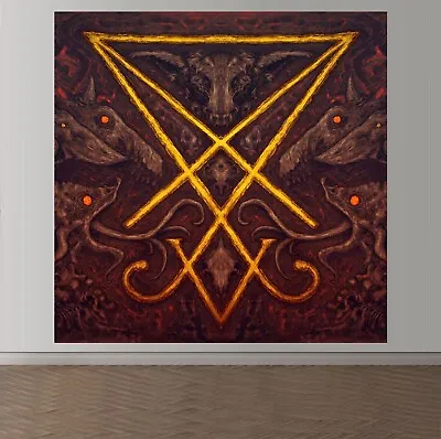 Wall Printed Fabric Sigil Of Lucifer With Demons Dark Punk Goth Satan Occultism • $26