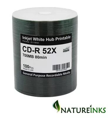 CLEARANCE ! 100 FTI Blank CD-R CD 52x White Printable 700MB 80 Mins Discs • £14.99