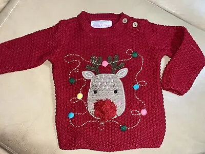 Baby Raindeer  Christmas Red Jumper Age 6-9 Month • £4.99