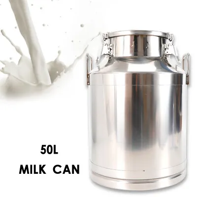 50L Milk Bucket Stainless Steel Can Mil Can Tote Jug 13.25Gallon Barrel Canister • $119