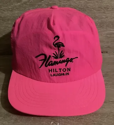 $19.99 • Buy Flamingo Hilton Laughlin VINTAGE Neon Pink Nylon Hat Cap SnapBack Trucker Casino