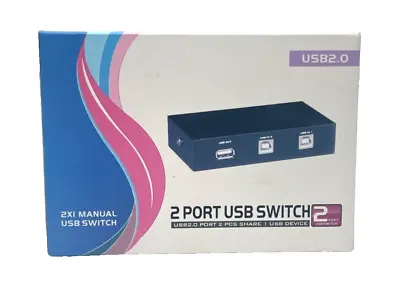 2 Port USB 2.0 Manual Sharing Switch Box Share Hub Selector For PC Printer • $9.49