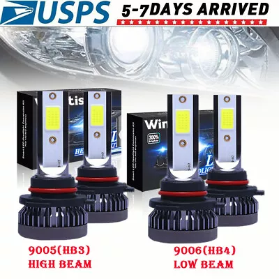 4X 9005 9006 LED Combo Headlight Bulbs Lamp High Low Beam Kit COB 6000K White • $17.98