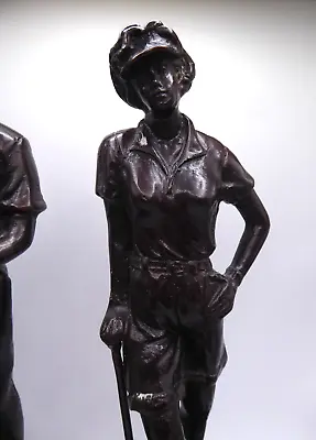 Brass Bronze Golfer Woman Figurine Decorative Crafts Inc. ! • $50