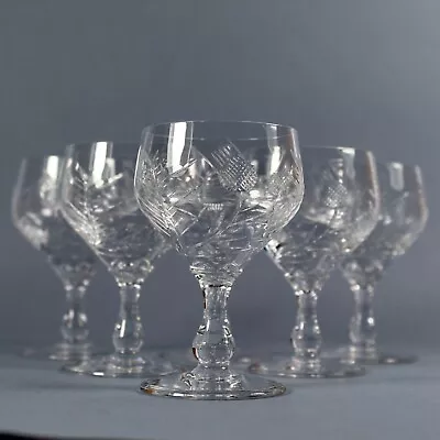 Edinburgh Crystal BRUCE Intaglio Thistle EDI13 6 X Sherry Port Glasses • £34.99