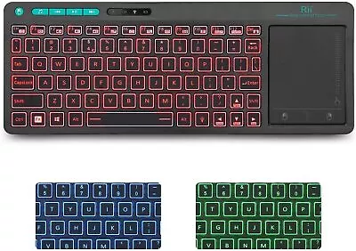 Wireless 3-LED Color Backlit Multimedia Keyboard - Rechargeable  • $37.99