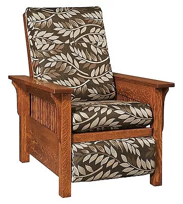 Amish Mission Arts & Crafts Landmark Recliner Accent Chair Solid Wood Upholstery • $2930