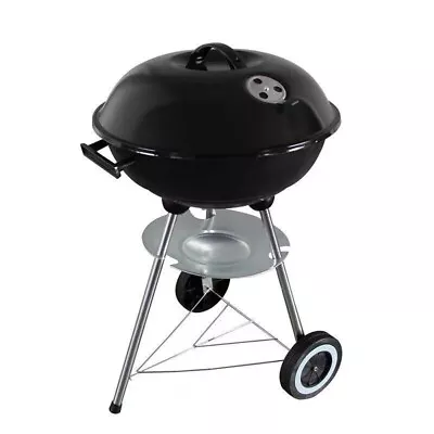 Black Portable Round Kettle Charcoal Grill BBQ Outdoor Heat Control Party Grill • £19.99
