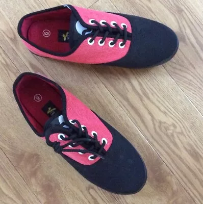 £4.50 • Buy Voi Mens Canvas Lace Pumps Black/ Red New Size 6 Uk