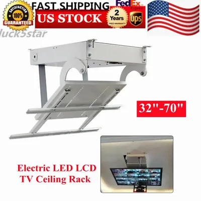 $389.50 • Buy 32 -70  Electric LCD LED TV Ceiling Hanger Rack Bracket 90° Rotation W/Remote US