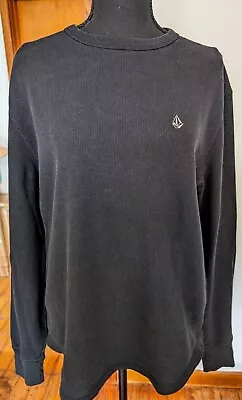 Volcom Pullover Thermal Black Gray Long Sleeve Mens Size Large L Casual Men's • $9.99