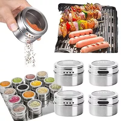 4 Pack Magnetic Spice Jars Seasoning Containers For Refrigerator Kitchen • $14.27