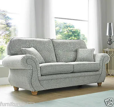 Grey High Quality Fabric Material 3 Seater + 2 Armchairs Sofa Suite CLARENCE • £1099