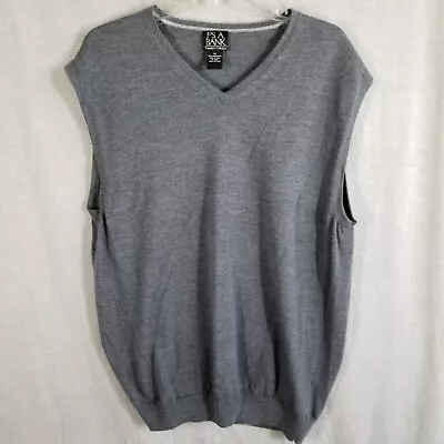 Jos A Banks Travellers Collection Vest XL Gray Merino Wool V Neck Pullover Knit • $16.95