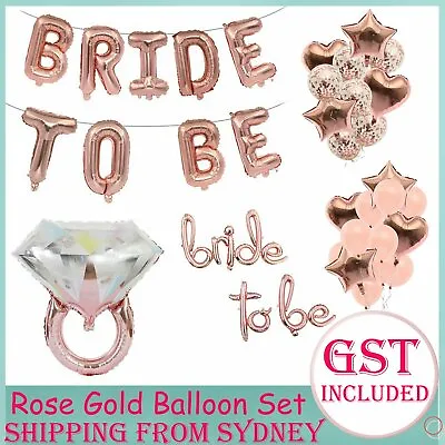 $3.77 • Buy Rose Gold Bridal Shower Decorations Bride To Be Banner Engagement Ring Balloon A