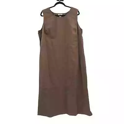 Vintage 90s Dark Brown Apron Jumper Dress Womens 20W Lagenlook • $27.99