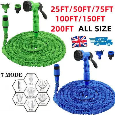 £8.99 • Buy 200ft Heavy Duty Expandable Garden Hose Flexible Pipe 7 Pattern Spray Gun Water