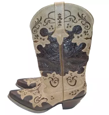 Durango Women’s Embroidered Overlay Western Leather Cross Boots Size 9.5 M • $47.97