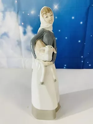 Lladro Little Girl With Lamb Retired! Mint Condition! 11  Handmade In Spain • $79.95