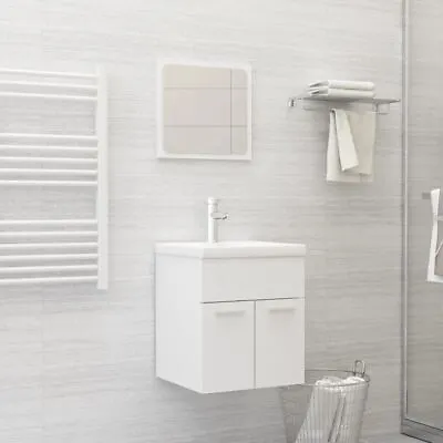 Modern Bathroom Sink Cabinet And Mirror Set Bath Vanity Unit Furniture White • $79.95