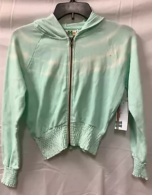 Vintage Havana Cropped Full Zip Hoodie Womens Size Large 14 Green Long Sleeves • $26.99