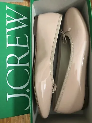 New In Box J.Crew 10 Ballet Slipper Beige Nude Patent Leather Flats $138.00 • $34.99