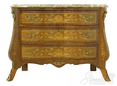 F53693EC: French Marble Top High Inlaid 3 Drawer Commode Chest • $1395
