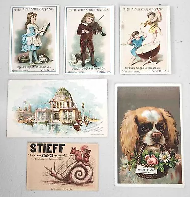 Set Of 6 Original Victorian Trade Cards – Weaver Organs Stieff & Blasius Pianos • $24.95