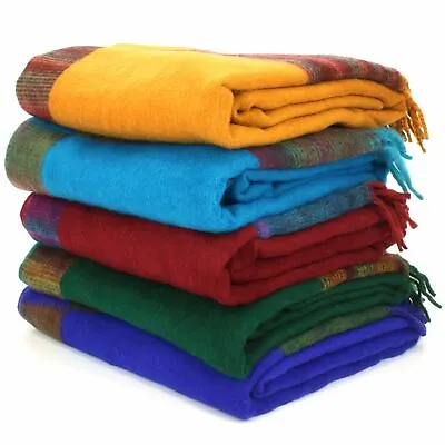 Tibetan Wool Blend Shawl Blanket Wrap Throw Boho Meditation Travel • £24.90
