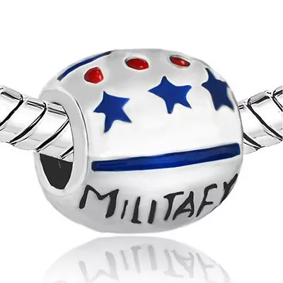 Military Wife Patriotic Charm European Bead Compatible For Most European Snake C • $7.50