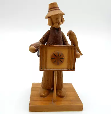 Polish Borowik Byliniak Wood Carved Organ Grinder Parrot Bird 4 Inch Figure VTG • $14.98