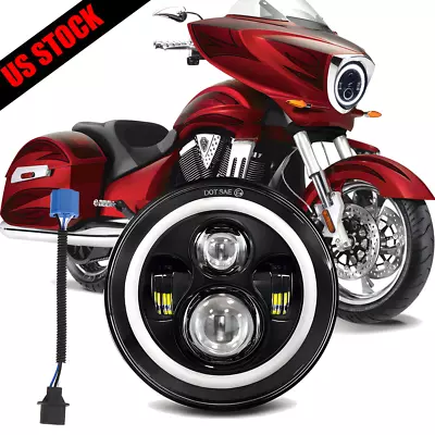 For Victory V92 C SC TC Cruiser Motorcycle 7  LED Headlight Hi/Lo Beam Ring DRL • $34.89