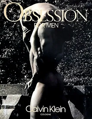 1990 Nude Man Carrying Nude Woman Photo Calvin Klein Obsession Cologne Print Ad • £11.39