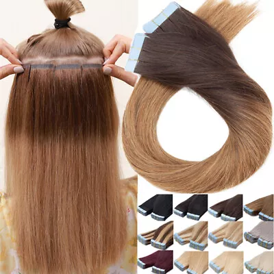 £23.28 • Buy Russian 100% Remy Tape In Real Human Hair Extensions Skin Weft 20/40PCS Ombre/UK