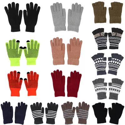 FIL Men's Women's Unisex Gloves Fingerless Winter Thermal Warm Knitted Sherpa Pl • $4.95