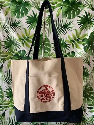 $6.90 • Buy New TRADER JOE'S  Reusable Canvas Eco Tote Shopping Grocery Bag Heavy Duty BLUE
