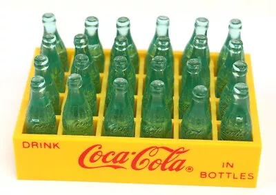 Vintage Yellow Coca Cola Crate With Bottles 1993 • $15