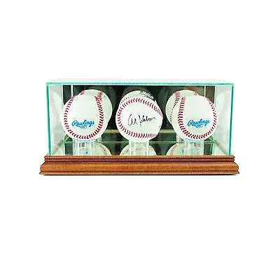 *New Triple 3 Baseball Glass Display Case Walnut Molding FREE SHIPPING UV • $42.86