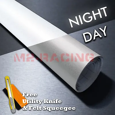 12 X48  Reflective White Vinyl Wrap Sticker Decal Graphic Adhesive Film Sheet • $13.98