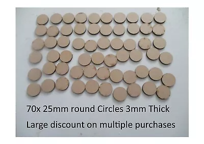 70x 25mm Round Circle MDF Bases In 3mm Thickness Wargames And Hobby Craft Laser  • £2.89