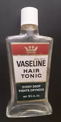 Vintage Vaseline Hair Tonic Scalp Glass Bottle 3.5 Oz.  Empty • $12.49