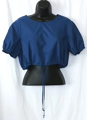 STAUD Blue Recycled Nylon Cropped Top Slvs 40 In Chest 15.5 In Long Sz M EXC • $49.99