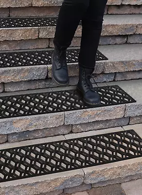 Rubber Stair Treads Non-Slip Outdoor 35”X10” (5-Pack) – Hexagon Anti-Slip Step M • $84.99