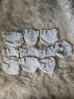 $49.99 • Buy Lot 10 G Diapers ALL WHITE Newborn 6-10 Lbs Built-In Liner Hook Loop