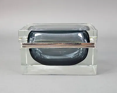 Mandruzzato Murano Italy Sommerso Smoke Gray Art Glass Trinket Jewel Box Vintage • $2361.34