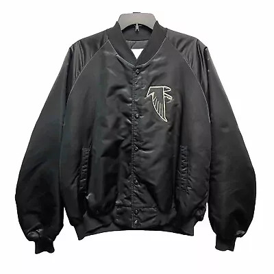 Vintage Stadium Club Atlanta Falcons Satin Jacket Snap Up Mens XL Made In USA • $124.99