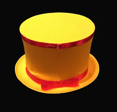 YELLOW FOLDING TOP HAT Collapsible Magician Prop Magic Clown Spring Pop Up Child • $35.89