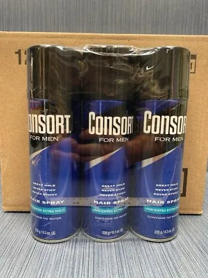 Lot Of 12 X Consort For Men Hair Spray Unscented Extra Hold 8.3 Oz • $79.99